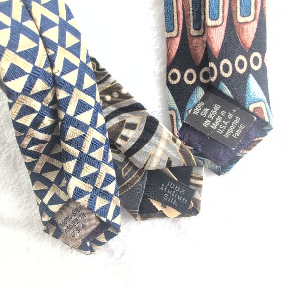 Vintage Lot (5) 100% Silk Ties (Italian Silk NWT-Zylos-Surrey-ProntoUomo) - Picture 3 of 6